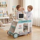 Wooden Doctor Playset for Kids Pretend Play Doctor Kit with Cart Gift for Toddlers Boys Girls Aged 3+
