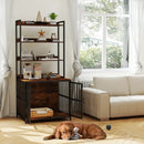 Wooden Dog Crate Furniture with Storage Shelves and Double Doors-Rustic Brown by LJGDeals