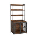 Wooden Dog Crate Furniture with Storage Shelves and Double Doors-Rustic Brown by LJGDeals