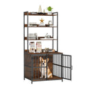 Wooden Dog Crate Furniture with Storage Shelves and Double Doors-Rustic Brown by LJGDeals