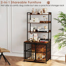 Wooden Dog Crate Furniture with Storage Shelves and Double Doors-Rustic Brown by LJGDeals