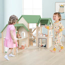 Wooden Corner Dollhouse Playset with 6 Rooms and 36 Pieces for Kids 3+ Years Old-Green by LJGDeals