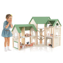 Wooden Corner Dollhouse Playset with 6 Rooms and 36 Pieces for Kids 3+ Years Old-Green by LJGDeals