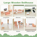 Wooden Corner Dollhouse Playset with 6 Rooms and 36 Pieces for Kids 3+ Years Old-Green by LJGDeals