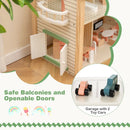 Wooden Corner Dollhouse Playset with 6 Rooms and 36 Pieces for Kids 3+ Years Old-Green by LJGDeals