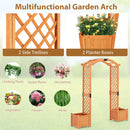 Wooden Garden Arbor with Planter and Trellis for Climbing Plants Decorations