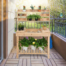 Large Garden Potting Bench Table with Display Rack and Hidden Sink-Natural by LJGDeals