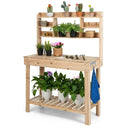Large Garden Potting Bench Table with Display Rack and Hidden Sink-Natural by LJGDeals