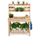 Large Garden Potting Bench Table with Display Rack and Hidden Sink-Natural by LJGDeals