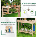 Large Garden Potting Bench Table with Display Rack and Hidden Sink-Natural by LJGDeals