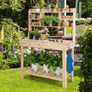 Large Garden Potting Bench Table with Display Rack and Hidden Sink-Natural by LJGDeals