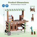 Wooden Grocery Store Playset with Wheels for Kids
