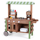 Wooden Grocery Store Playset with Wheels for Kids