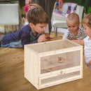 Wooden Hamster Cage with Mesh Flip Roof-Natural by LJGDeals