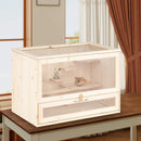 Wooden Hamster Cage with Mesh Flip Roof-Natural by LJGDeals