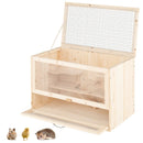 Wooden Hamster Cage with Mesh Flip Roof-Natural by LJGDeals