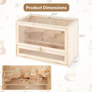 Wooden Hamster Cage with Mesh Flip Roof-Natural by LJGDeals