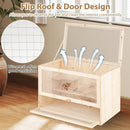 Wooden Hamster Cage with Mesh Flip Roof-Natural by LJGDeals