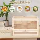Wooden Hamster Cage with Mesh Flip Roof-Natural by LJGDeals