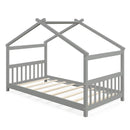 Twin Size Wooden House Bed with Roof by LJGDeals