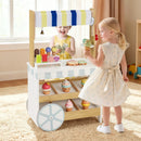 Wooden Ice Cream Cart for Kids 2-in-1 Grocery Store Playset with Display Shelves-White by LJGDeals