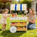 Wooden Ice Cream Cart for Kids 2-in-1 Grocery Store Playset with Display Shelves-White by LJGDeals