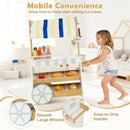 Wooden Ice Cream Cart for Kids 2-in-1 Grocery Store Playset with Display Shelves-White by LJGDeals