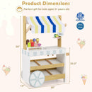 Wooden Ice Cream Cart for Kids 2-in-1 Grocery Store Playset with Display Shelves-White by LJGDeals