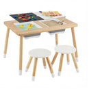 Wooden Kids Activity Table Set with Double-Sided Boards-Natural by LJGDeals