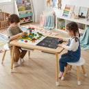 Wooden Kids Activity Table Set with Double-Sided Boards-Natural by LJGDeals