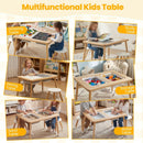 Wooden Kids Activity Table Set with Double-Sided Boards-Natural by LJGDeals