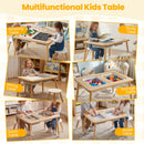 Wooden Kids Activity Table Set with Double-Sided Boards-Natural