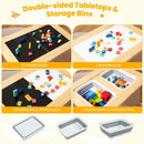 Wooden Kids Activity Table Set with Double-Sided Boards-Natural by LJGDeals