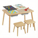 Wooden Kids Activity Table Set with 2 Foldable Storage Bins-Natural by LJGDeals