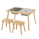 Wooden Kids Activity Table Set with 2 Foldable Storage Bins-Natural by LJGDeals