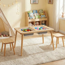 Wooden Kids Activity Table Set with 2 Foldable Storage Bins-Natural by LJGDeals