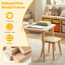 Wooden Kids Activity Table Set with 2 Foldable Storage Bins-Natural by LJGDeals