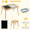 Wooden Kids Activity Table Set with 2 Foldable Storage Bins-Natural