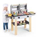 Wooden Kids Barbecue Grill Playset Kids Toy Grill with Abundant Grilling Tools and Play Foods by LJGDeals