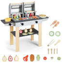 Wooden Kids Barbecue Grill Playset Kids Toy Grill with Abundant Grilling Tools and Play Foods by LJGDeals