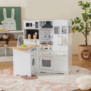 Wooden Kid's Corner Kitchen Playset with Stove for Toddlers-Natural & White by LJGDeals