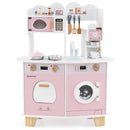 Wooden Kids Kitchen Playset with Coffee Maker for kids-Pink by LJGDeals
