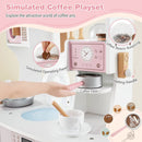 Wooden Kids Kitchen Playset with Coffee Maker for kids-Pink by LJGDeals