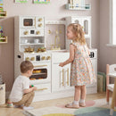 Wooden Kids Kitchen Playset with Realistic Lights and Sounds