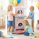 Wooden Kids Laundry Playset with Laundry Detergent Bottle and Clothes Hangers-Pink by LJGDeals