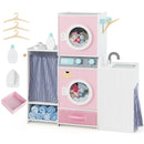Wooden Kids Laundry Playset with Laundry Detergent Bottle and Clothes Hangers-Pink by LJGDeals
