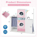 Wooden Kids Laundry Playset with Laundry Detergent Bottle and Clothes Hangers-Pink by LJGDeals