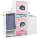 Wooden Kids Laundry Playset with Laundry Detergent Bottle and Clothes Hangers-Pink by LJGDeals