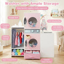 Wooden Kids Laundry Playset with Laundry Detergent Bottle and Clothes Hangers-Pink by LJGDeals