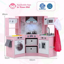 Wooden Kids Play Kitchen Playset with Realistic Lights and Sounds by LJGDeals